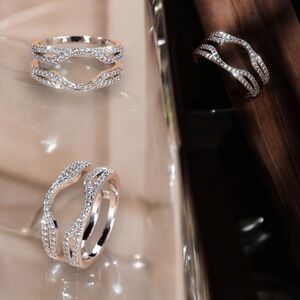 SILVER PLATED OVERLAY RING FOR A CENTER SOLITARE BRAND-NEW SIZE 7 CUBIC ZIRCON